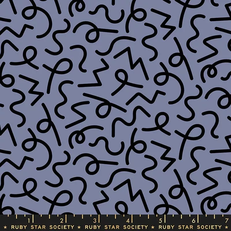 {Moda Ruby Star Society Darlings 2 Geometric Squiggle Denim FAT QUARTER