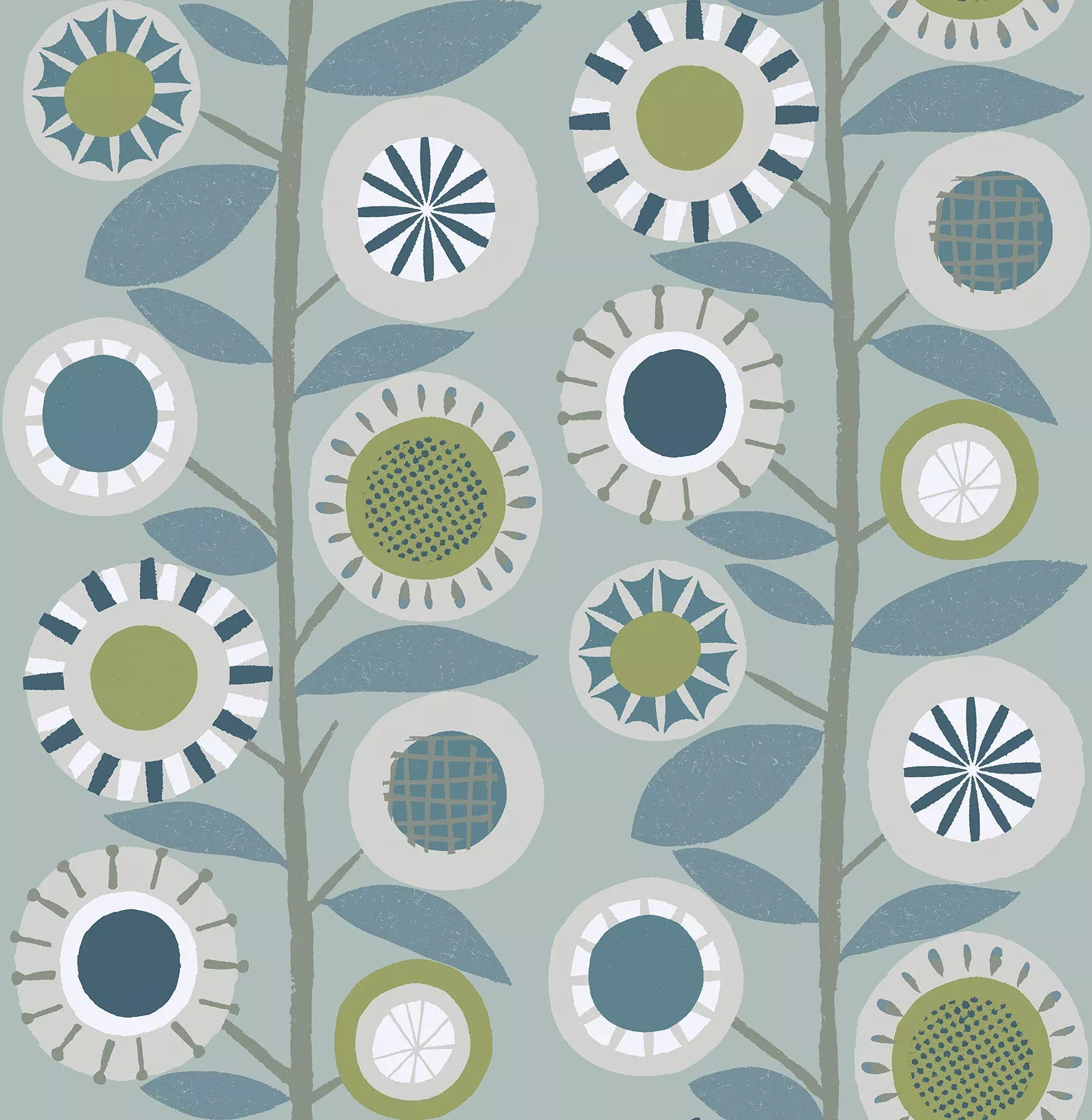 A-Street Prints 4066-26554 Sisu Light Blue Floral Geometric Wallpaper